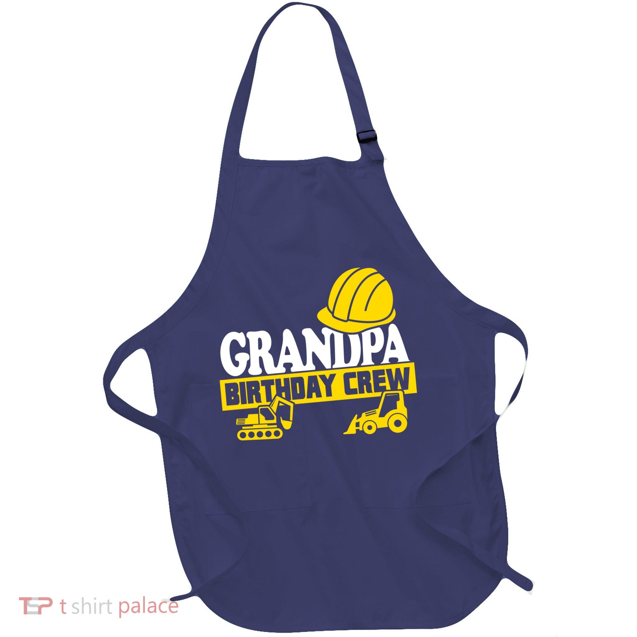 Grandpa Birthday Crew Construction Party Full-Length Apron With Pockets