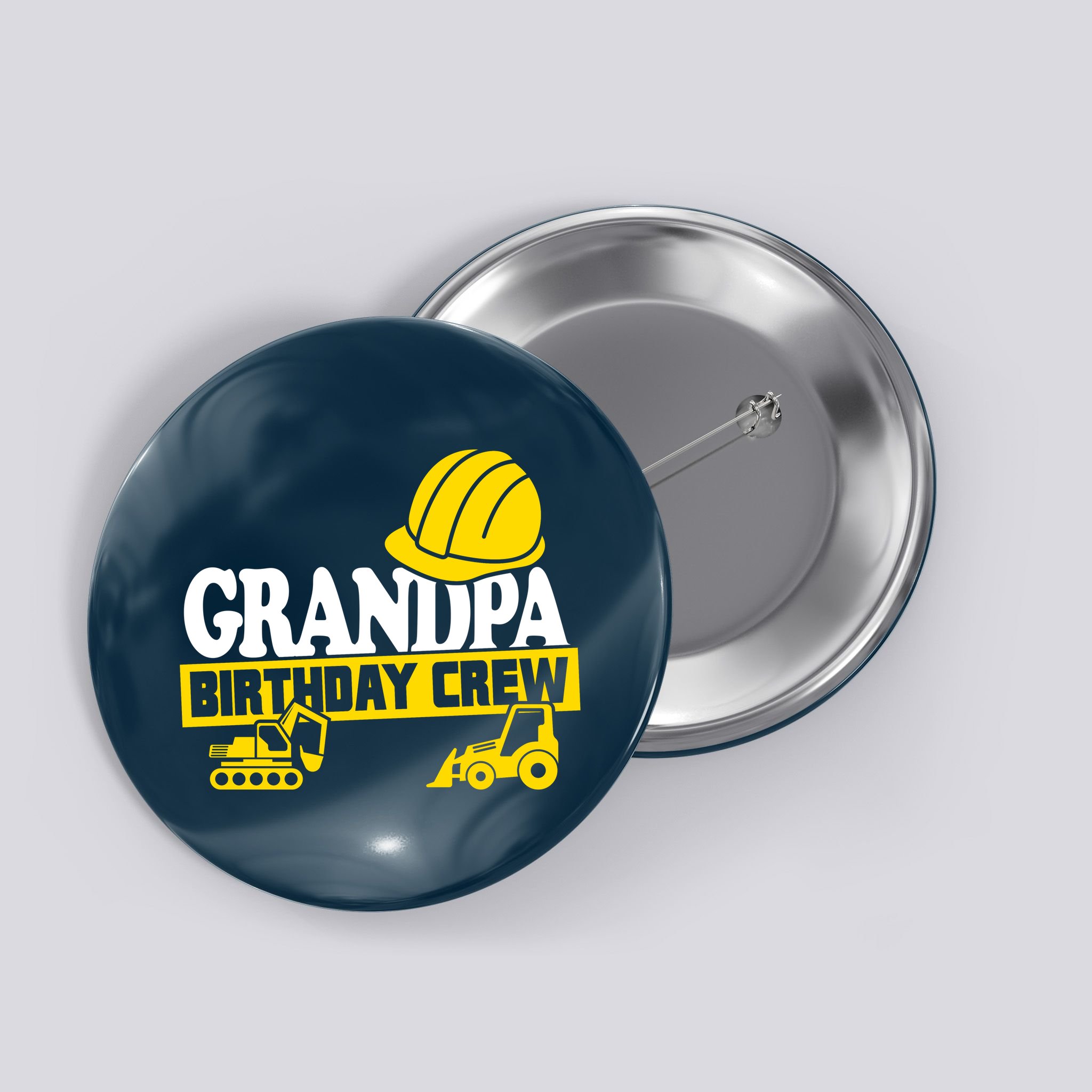 Grandpa Birthday Crew Construction Party Button