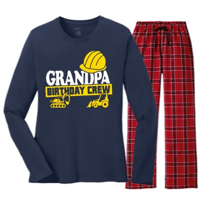 Grandpa Birthday Crew Construction Party Women's Long Sleeve Flannel Pajama Set 