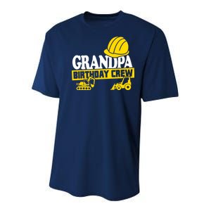 Grandpa Birthday Crew Construction Party Youth Performance Sprint T-Shirt