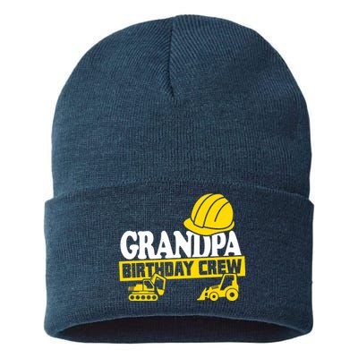 Grandpa Birthday Crew Construction Party Sustainable Knit Beanie