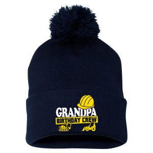 Grandpa Birthday Crew Construction Party Pom Pom 12in Knit Beanie