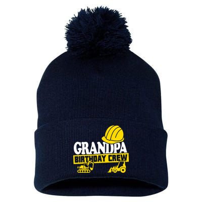 Grandpa Birthday Crew Construction Party Pom Pom 12in Knit Beanie