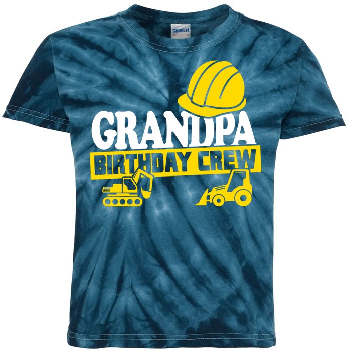 Grandpa Birthday Crew Construction Party Kids Tie-Dye T-Shirt