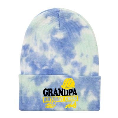 Grandpa Birthday Crew Construction Party Tie Dye 12in Knit Beanie