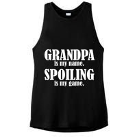 Grandpa Is My Name Spoiling Is my Game Ladies PosiCharge Tri-Blend Wicking Tank