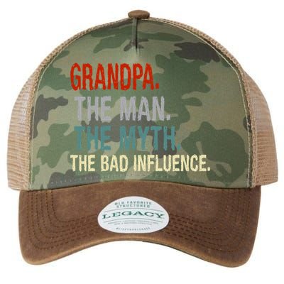 Grandpa Man Myth The Bad Influence Humor Legacy Tie Dye Trucker Hat