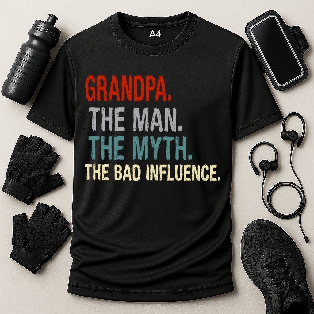 Grandpa Man Myth The Bad Influence Humor Performance Shirt