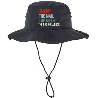 Grandpa Man Myth The Bad Influence Humor Bucket Hat