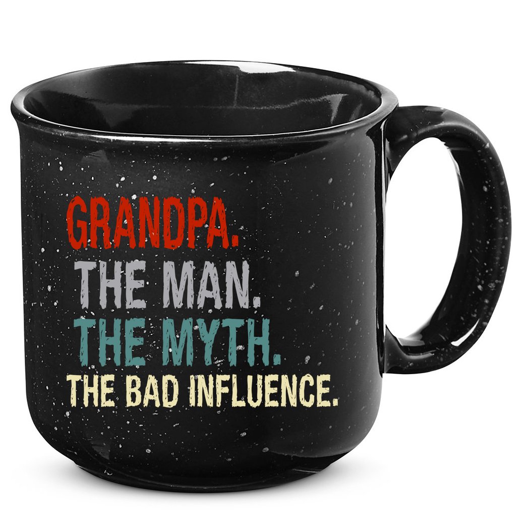 Grandpa Man Myth The Bad Influence Humor 15oz Campfire Ceramic Mug