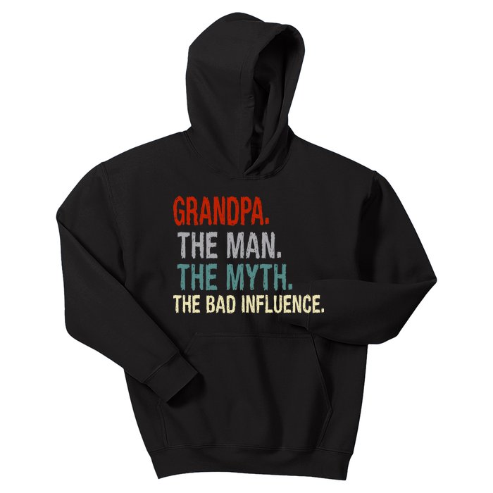 Grandpa Man Myth The Bad Influence Humor Kids Hoodie