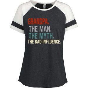 Grandpa Man Myth The Bad Influence Humor Enza Ladies Jersey Colorblock Tee