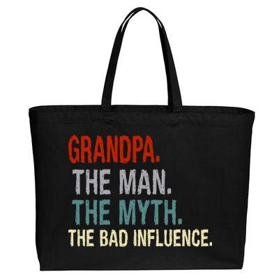 Grandpa Man Myth The Bad Influence Humor Cotton Canvas Jumbo Tote