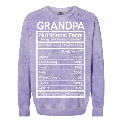 Grandpa Nutritional Facts Colorblast Crewneck Sweatshirt