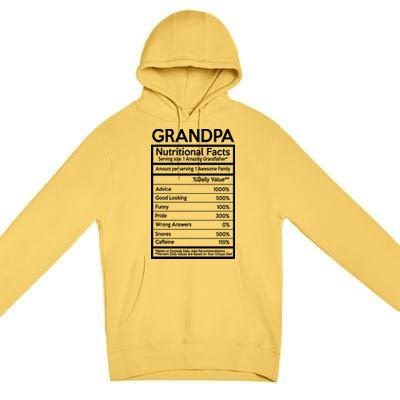 Grandpa Nutritional Facts Premium Pullover Hoodie