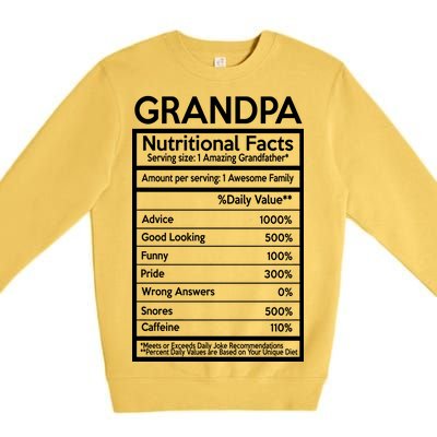 Grandpa Nutritional Facts Premium Crewneck Sweatshirt