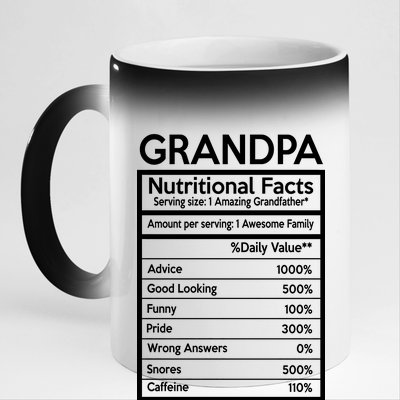 Grandpa Nutritional Facts 11oz Black Color Changing Mug