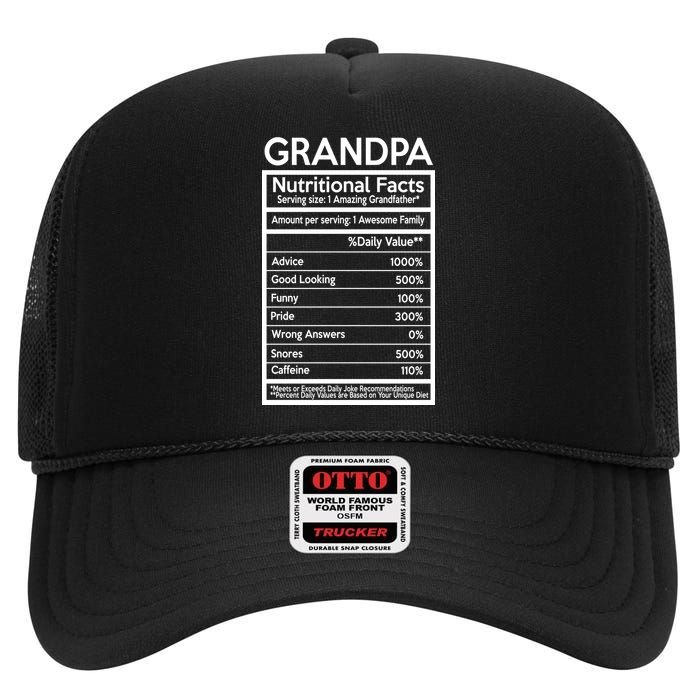 Grandpa Nutritional Facts High Crown Mesh Back Trucker Hat