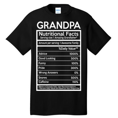 Grandpa Nutritional Facts Tall T-Shirt