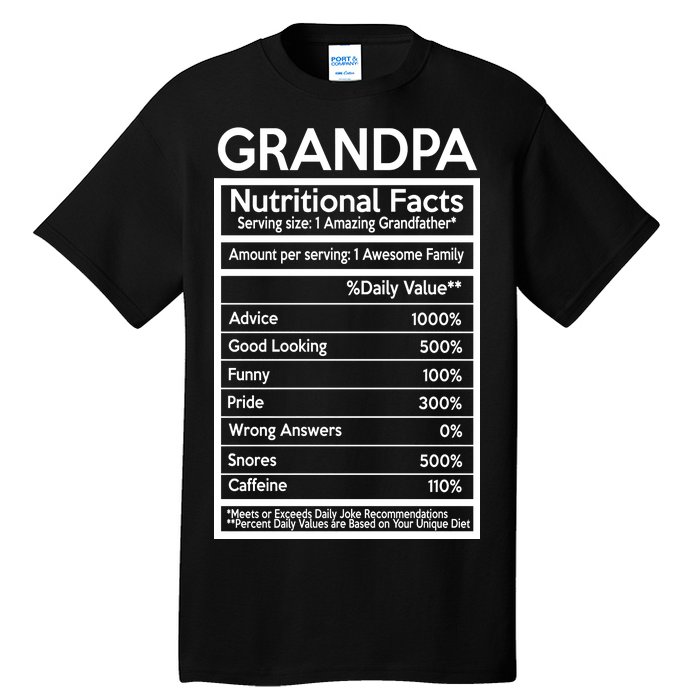 Grandpa Nutritional Facts Tall T-Shirt