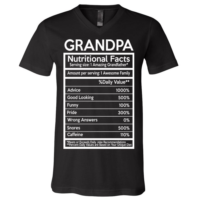 Grandpa Nutritional Facts V-Neck T-Shirt