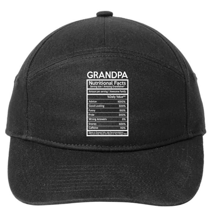 Grandpa Nutritional Facts 7-Panel Snapback Hat