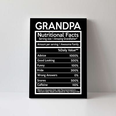 Grandpa Nutritional Facts Canvas