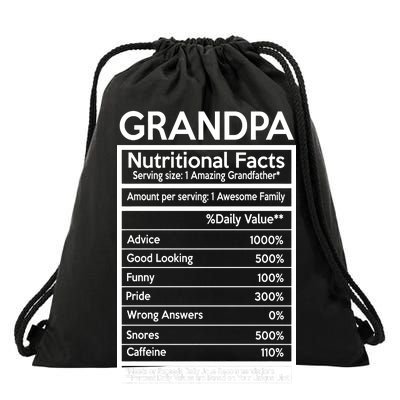 Grandpa Nutritional Facts Drawstring Bag