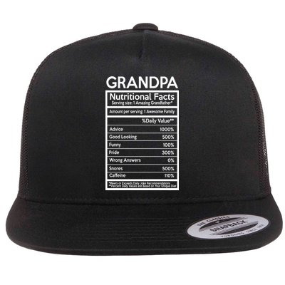 Grandpa Nutritional Facts Flat Bill Trucker Hat