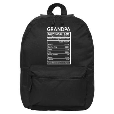 Grandpa Nutritional Facts 16 in Basic Backpack