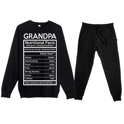 Grandpa Nutritional Facts Premium Crewneck Sweatsuit Set