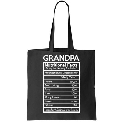 Grandpa Nutritional Facts Tote Bag