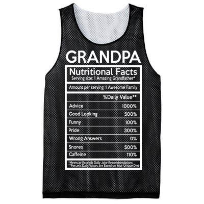 Grandpa Nutritional Facts Mesh Reversible Basketball Jersey Tank