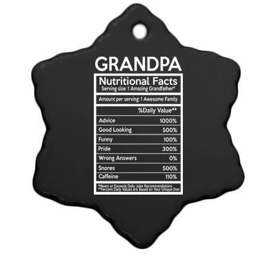 Grandpa Nutritional Facts Ceramic Star Ornament