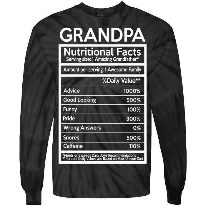 Grandpa Nutritional Facts Tie-Dye Long Sleeve Shirt