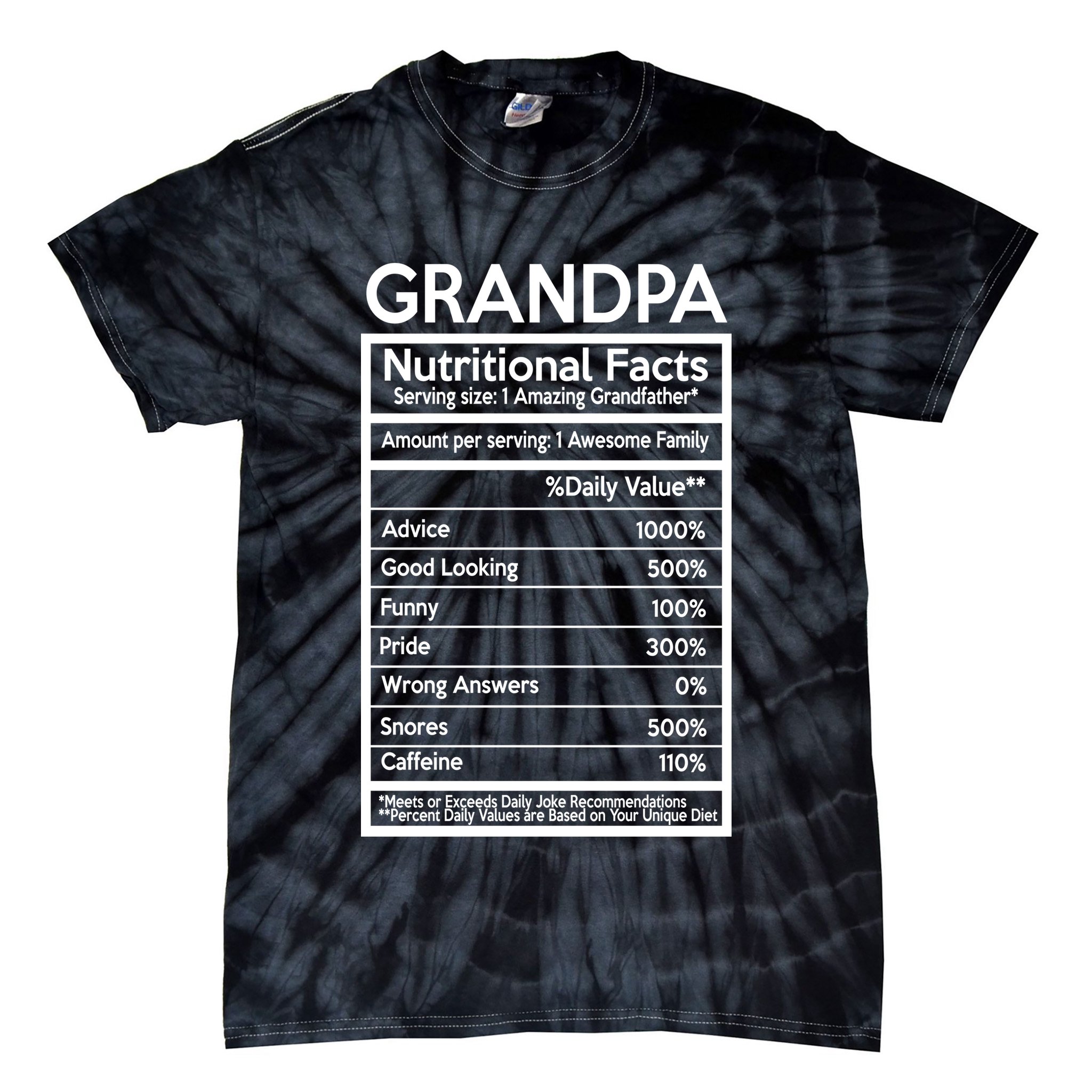 Grandpa Nutritional Facts Tie-Dye T-Shirt