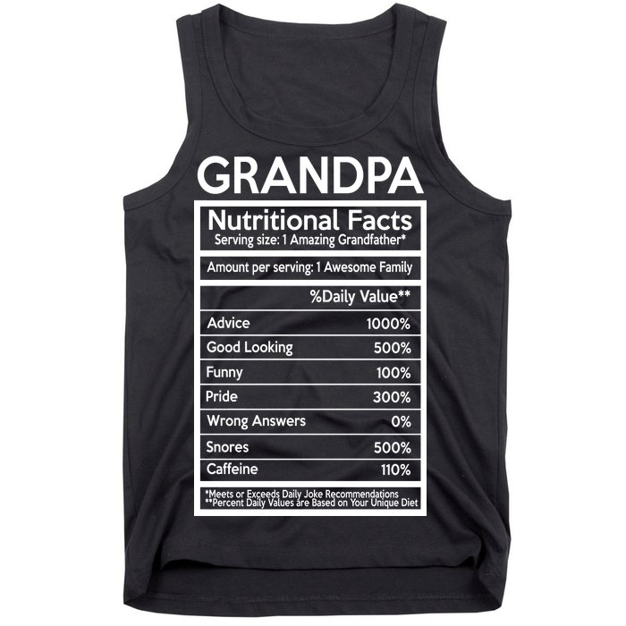 Grandpa Nutritional Facts Tank Top