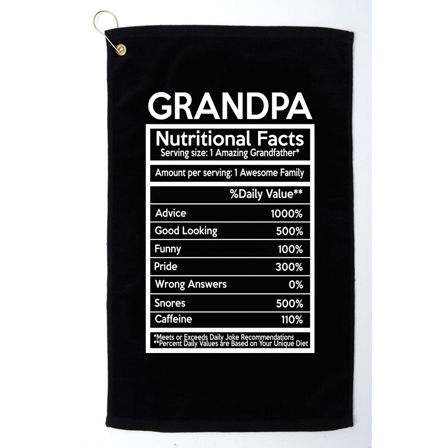 Grandpa Nutritional Facts Golf Towel