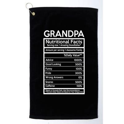 Grandpa Nutritional Facts Platinum Collection Golf Towel