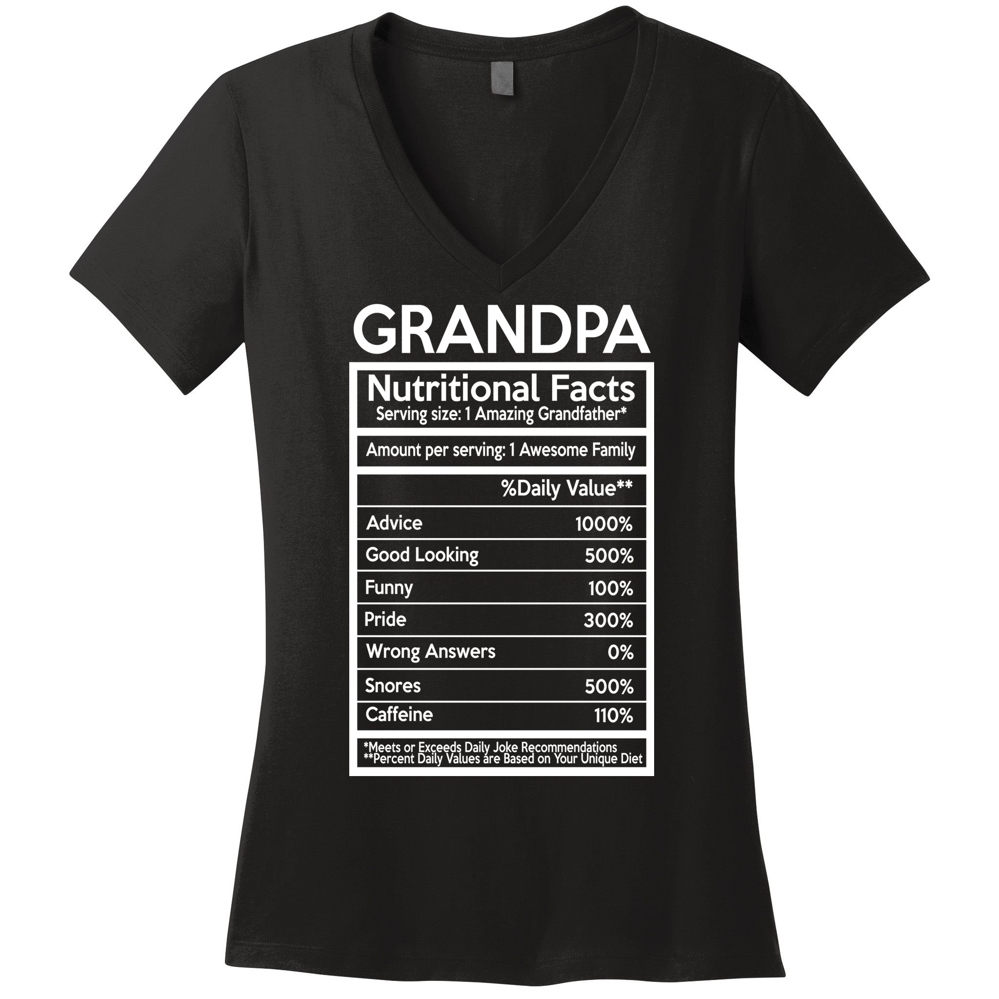 Grandpa Nutritional Facts Women's V-Neck T-Shirt