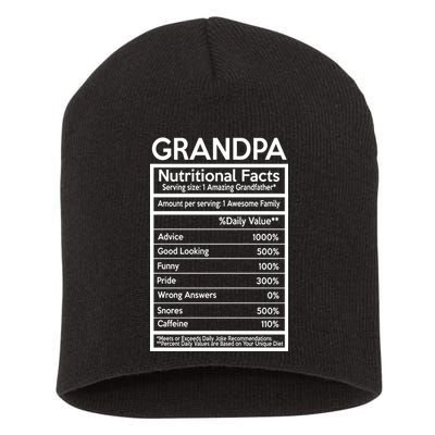 Grandpa Nutritional Facts Short Acrylic Beanie