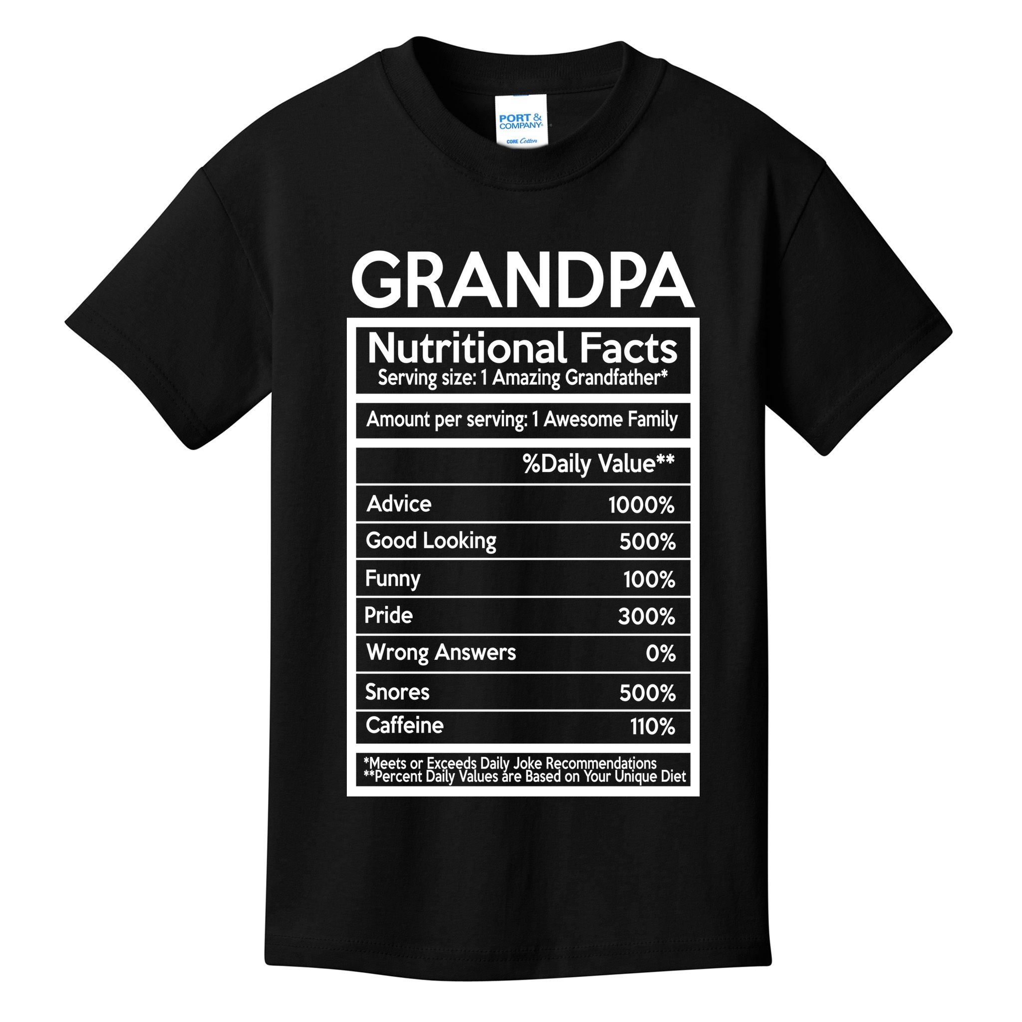 Grandpa Nutritional Facts Kids T-Shirt