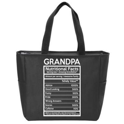 Grandpa Nutritional Facts Zip Tote Bag