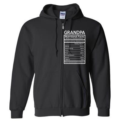 Grandpa Nutritional Facts Full Zip Hoodie