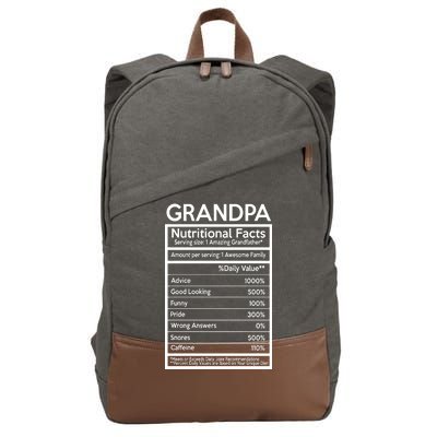 Grandpa Nutritional Facts Cotton Canvas Backpack