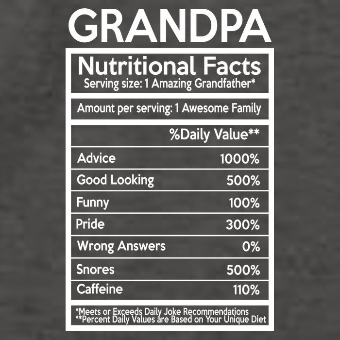 Grandpa Nutritional Facts Vector Backpack