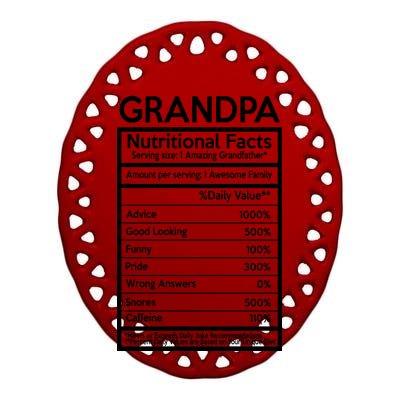 Grandpa Nutritional Facts Ceramic Oval Ornament