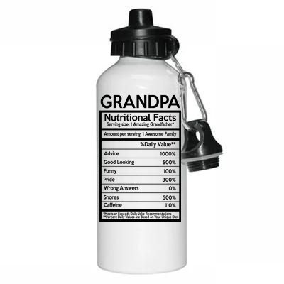 Grandpa Nutritional Facts Aluminum Water Bottle