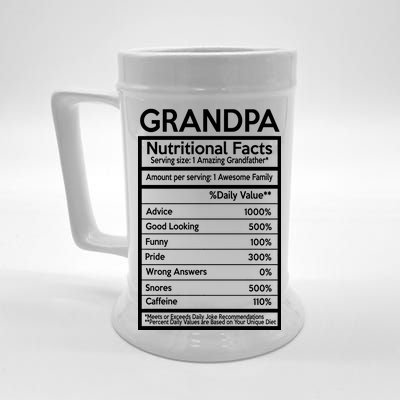 Grandpa Nutritional Facts Beer Stein