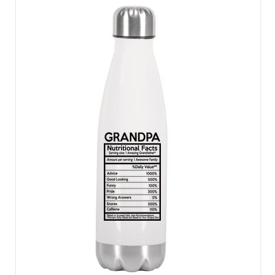 Grandpa Nutritional Facts Stainless Steel Insulated Water Bottle